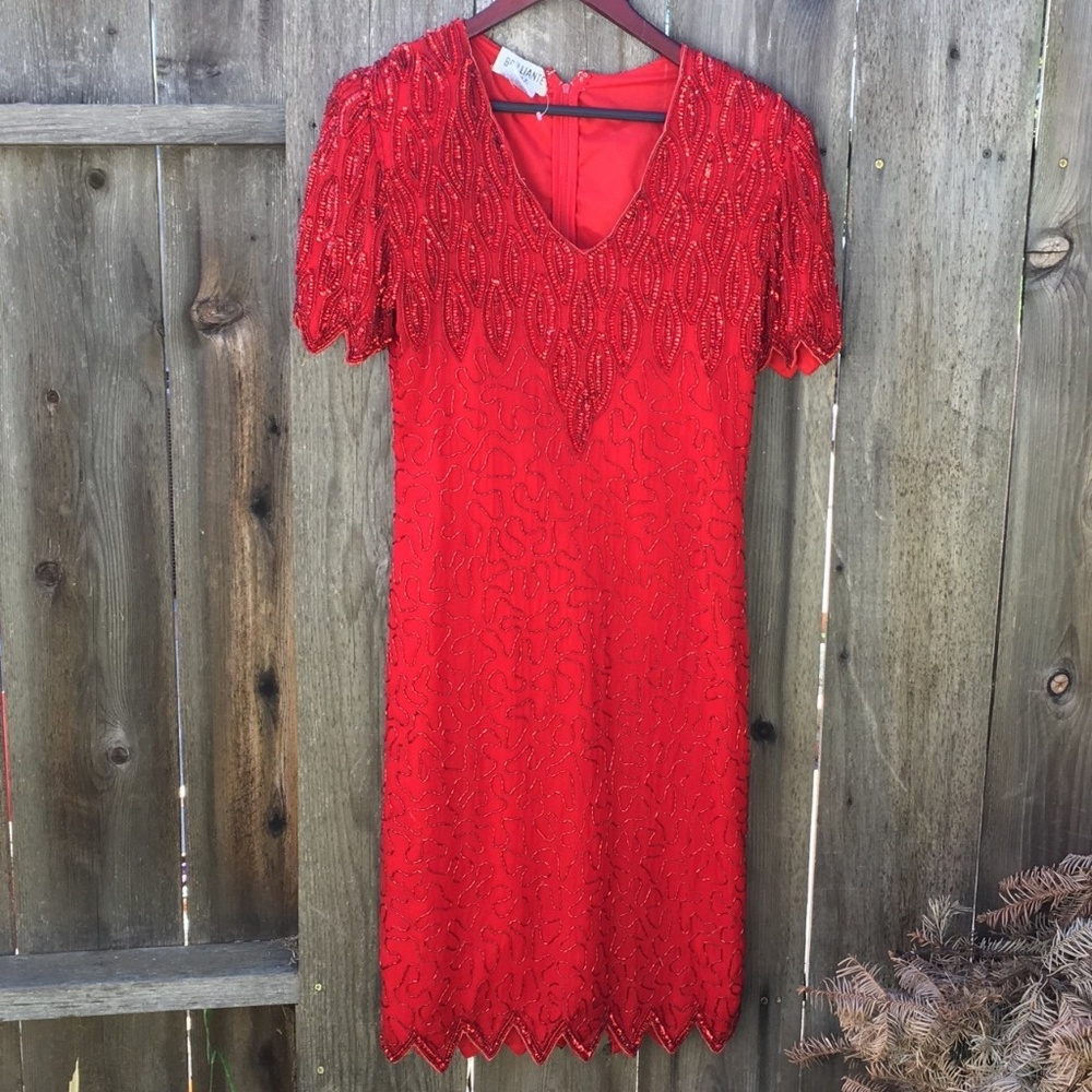 Beautifully beaded vintage red dress